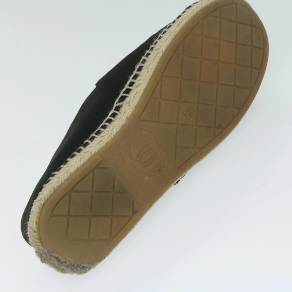 CHANEL Pumps Shoes Velor 38 Black CC Auth - Picture 10 of 16